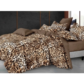 Pościel 200x220 bawełna satynowa panterka PK723 z prześcieradłem